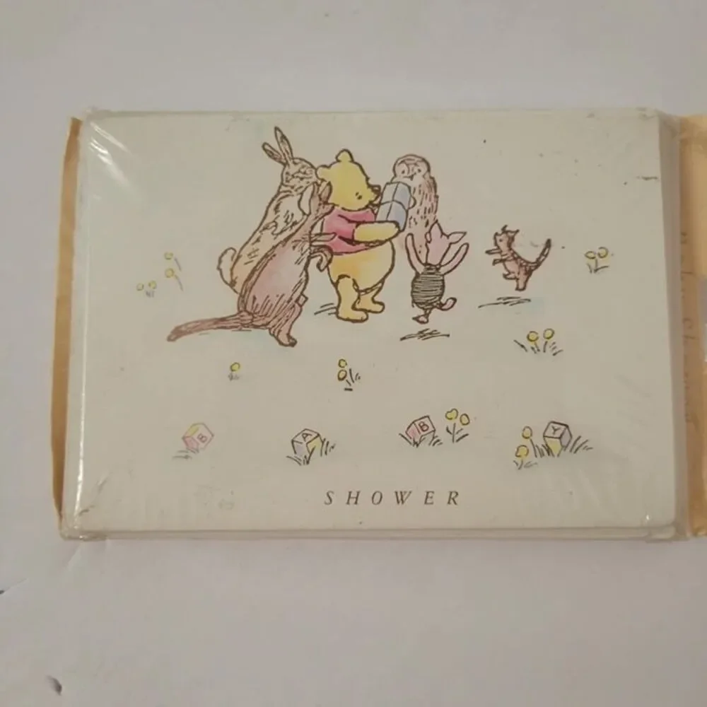VTG/NEW Disney Winnie the Pooh 10-Piece Baby Shower Invitation Card Envelope Set